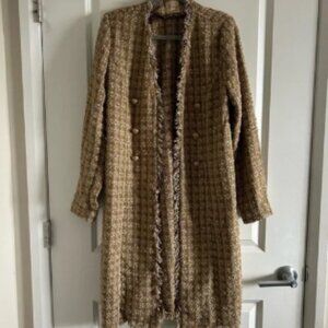 Elie Tahari Sparkle Desert Plaid Tweed Cardigan, Size Large